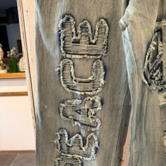 BLUE VELVET PEACE CUFFED WIDE LEG JEAN - Picture 3 of 7